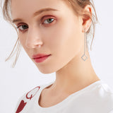 18K Gold European And American Fashion Earrings Square Line Dangle Earring Light Luxury Niche Ladies Jewelry