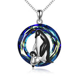 Penguin Gifts for Women Sterling Silver Mother Daughter Son Penguin Pendant with Crystal Jewelry for Mom