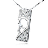 Geometric Pattern Jewelry Of Rectangular Hollow Zircon Necklace 925 Sterling Silver