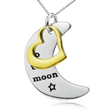 Lovers Pendant Necklace Moon And Star Shape Necklace 925 Sterling Silver