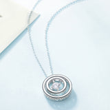 Double Circle Necklace Charm Silver Rhodium Plated Necklace