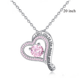 925 Sterling Silver Pink CZ Double Heart Pendant Love Necklaces Lettering Personalized Friendship Jewelry Gift