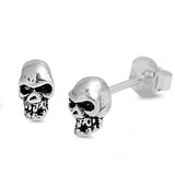  Silver  Skull  Stud Earrings