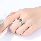 Emerald CZ Stacking Ring Wholesale 925 Sterling Silver Square Cubic Zircon Jewelry