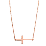 S925 Sterling Silver European and American Style Silver Gold Plated Sideway Cross Pendant Necklace Women's Accessories
