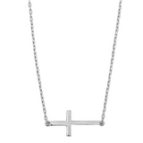 S925 Sterling Silver European and American Style Silver Gold Plated Sideway Cross Pendant Necklace Women's Accessories