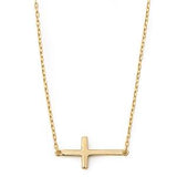 S925 Sterling Silver European and American Style Rose Gold Plated Sideway Cross Cubic Zirconia Pendant Necklace Women's Accessories