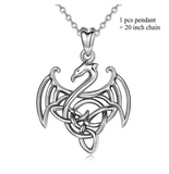 Sterling Silver Flying dragon Pendant Necklace vintage Oxidized Silver Dragon Necklace Fashion Jewelry with Gift Box