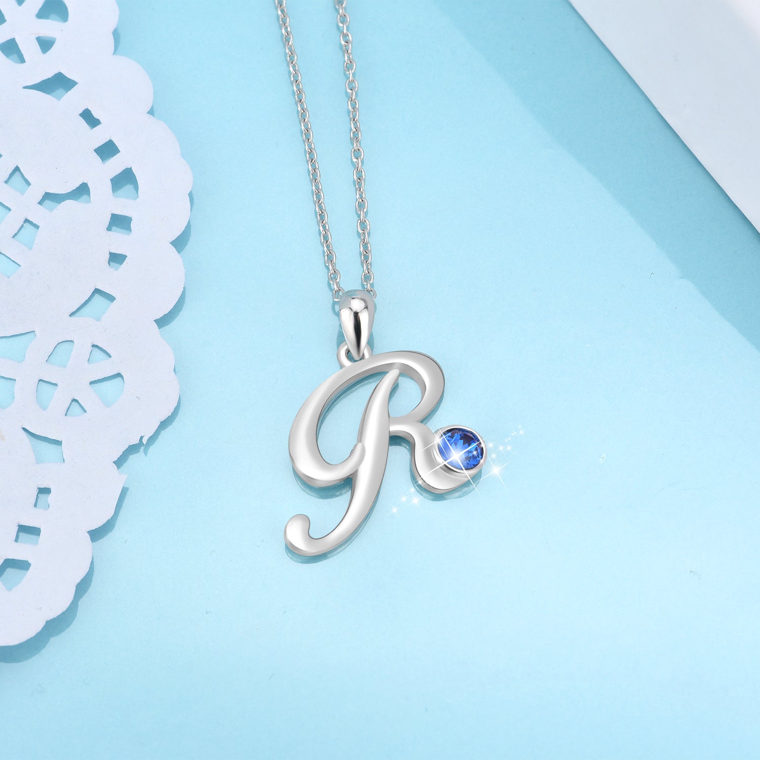 Jewelry Factory Direct Sale Fashion Blue Color Zirconia Stone Pendant R Necklaces