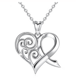 Romantic Silver Heart Pendant Celtic Knot Necklace