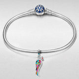 Colorful Angel Wing 925 Sterling Silver Bead Charms