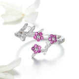 925 Sterling Silver Winter Blooming Plum Flower Open Size Rings for Women Wedding Engagement Jewelry