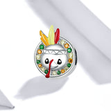 925 Sterling Silver funny Turkey Charm For Bracelet  Fashion Jewelry For Thanksgiving