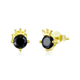 925 Sterling Silver Gold Color Frog Prince Stud Earrings Precious Jewelry For Women