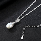 Fashion Cone Zircon Freshwater Pearl Pendant Sterling Silver Necklace Wholesale