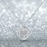 S925 Sterling Silver Creative Round Twist Micro-Inlaid Love Pendant Necklace Female Jewelry Cross-Border Exclusive