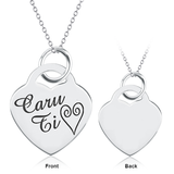 925 Sterling Silver Personalized Heart Necklace-Adjustable 16”-20”