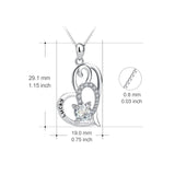 Good Luck Necklace Heart Shape Beautiful Crystal Silver Necklace Jewelry