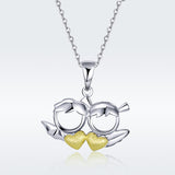 S925 Sterling Silver Devil Angel Pendant Necklace White Gold Plated and Gold Plated Necklace
