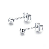 925 Sterling Silver Romantic Small Ball Stud Earrings Precious Jewelry For Women