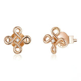 Rose Gold Color Auspicious Knot Stud Earrings