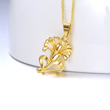 18K Gold Fashion Flowers Hollow Pendant Necklace Luxury Elegant Ladies Jewelry