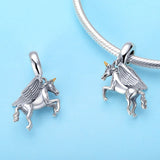 S925 Sterling Silver Oxide Gold  Plated Unicorn Dangle Charms