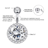 Ladies Halo Belly Button Buckle Women 925 Sterling Silver CZ Belly Button Ring