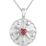 Coin Necklace 925 Sterling Silver  Red Heart Pendant for Women,Sun Necklace for Mom
