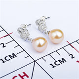 Latest Crown Pearl Mount Earrings Design Rhodium Plating Pearl Earring