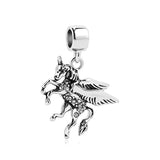 Sterling Silver Unicorn Animal Charm Synthetic Crystal Dangle Beads