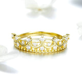 925 Sterling Silver Elegent Princess Crown Gold Color Rings for Women Engagement Ring Jewelry