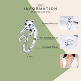 925 Sterling Silver Long Tail lovely Cat Finger Rings for Women Fashion Sterling Silver Jewelry