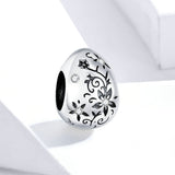 925 Sterling Silver Vintage Design Flower Egg Shape Charm Fit DIY Bracelet Precious Jewelry For Women