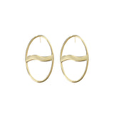 Fashion New 925 Sterling Silver Ear Jewelry Geometric Oval Gold Circle Ear