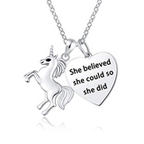 925 Sterling Silver Unicorn Pendant Necklace Love Inspirational Necklaces for Girls Women