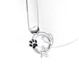 Claw Print Necklace Five Point Star Hollow Circle Silver Necklace