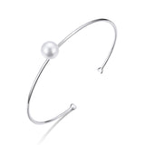 silver white gold plated pearl bangle bracelet