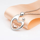 925 sterling silver authentic Mom and kid hand in hand chain pendant&necklace diy fashion jewelry For Mother's Day