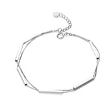  Silver White Gold Plated Geometric Rod Double Bracelet