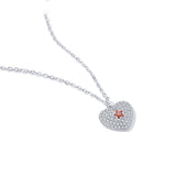 Genuine 925 Sterling Silver Full CZ Paved Red  Star Heart Pendant Necklace for Women Silver 925 Jewelry