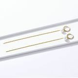 Pearl Jewelry 925 Sterling Silver Long Chain Drop Earrings for Women Gold Color Silver 925 Jewelry Gifts
