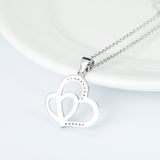 Double Hearts Shaped Necklace Wholesale 925 Sterling Silver Jewelry For Woman