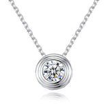 Fashion Round Crystal cubic Zirconia Pendant Sterling Silver Necklace Wholesale