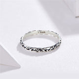 S925 sterling silver vintage pattern ring oxidized ring