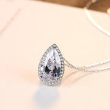 S925 sterling silver Drop-shaped cubic zircon  pendant necklace for women