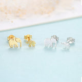 Mother's Love Elephant Mom And Baby Stud Earrings In 925 Sterling Silver