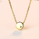S925 Sterling Silver Round Beans Yellow Gold Zircon Necklace
