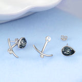 Moon Stud Earrings Black Bright Crystal Women Favorite Earrings Designs