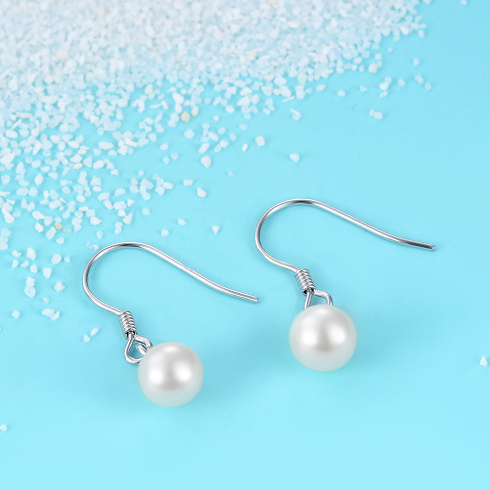 Freshwater Pearl Drop Pendant Earrings Cultured Silver Pearl Earrings